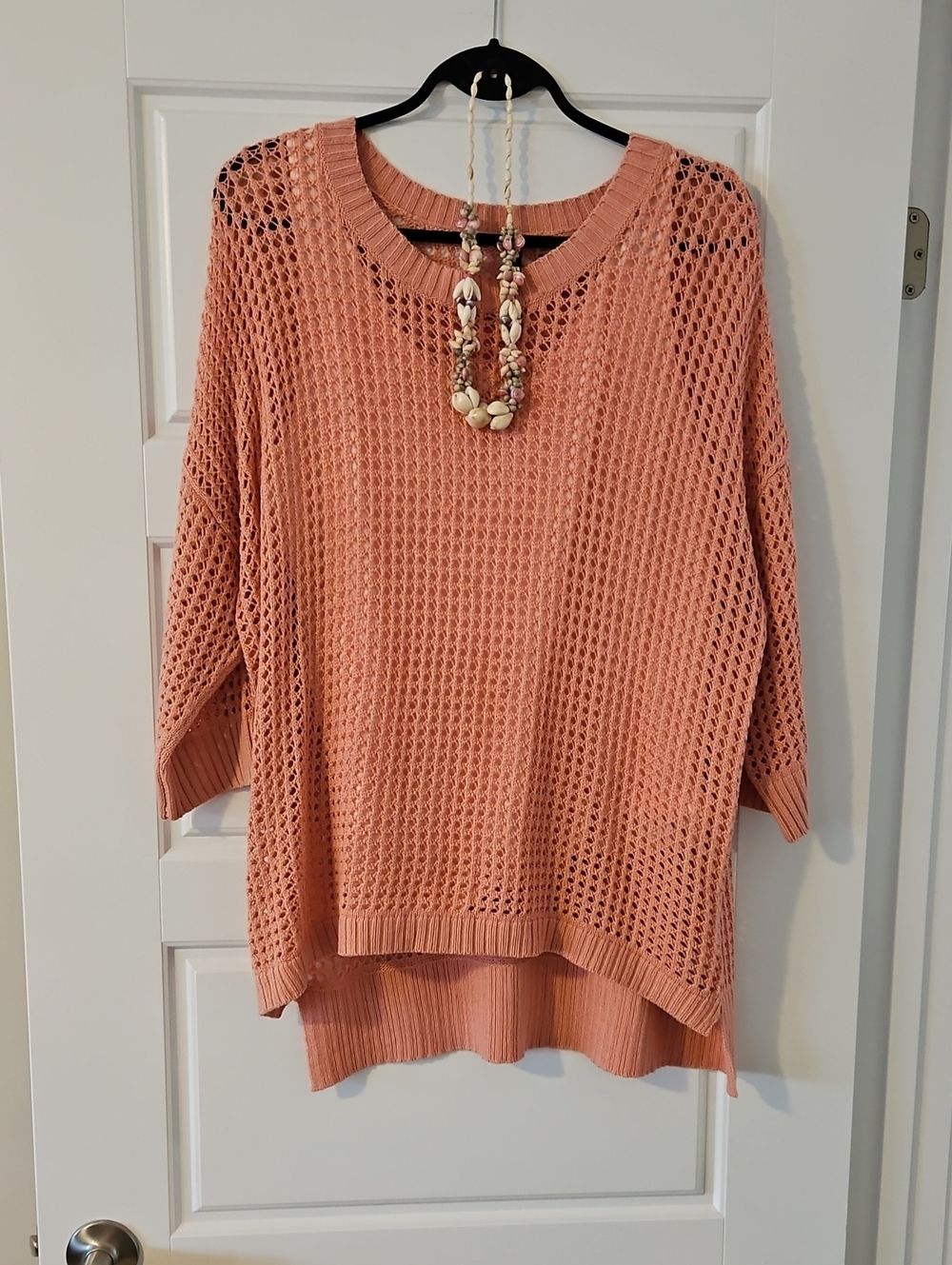 Northern Reflections Peach Open-Weave Scoop Neck Sweater w Matching Tank Top